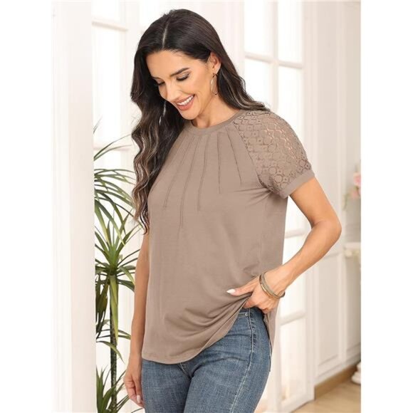 Womens Summer Tops Spring Shirts Trendy Vacation Outfits Short Sleeve - Picture 4 of 6